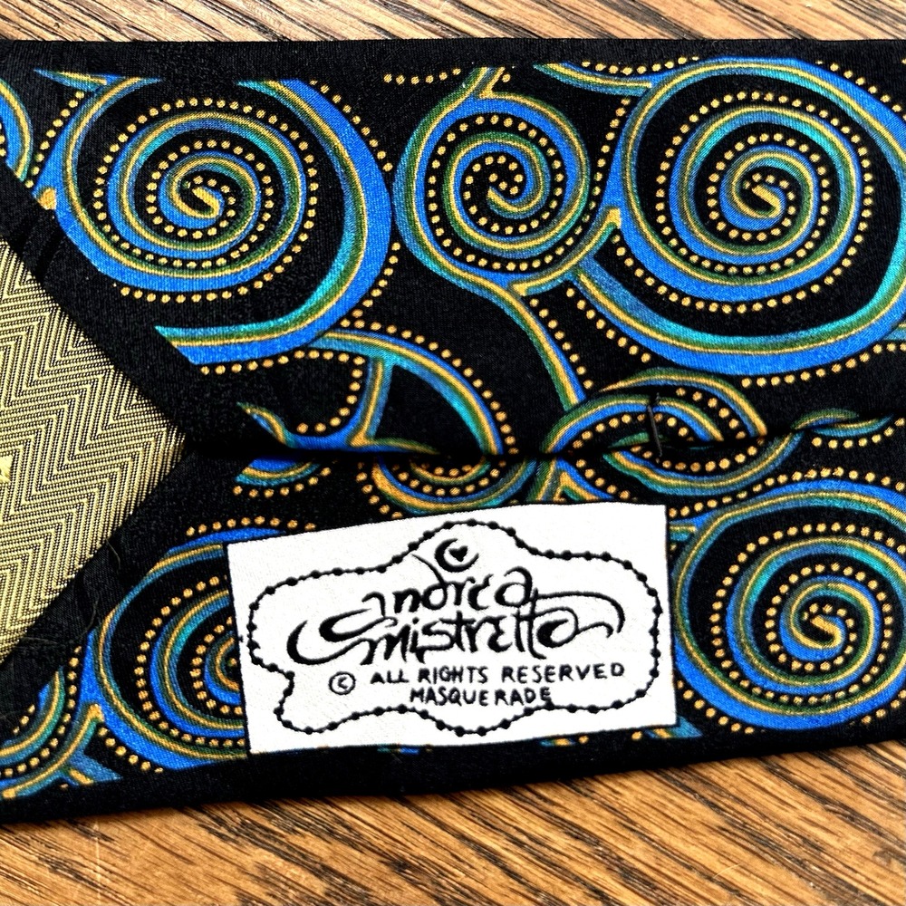 Andrea Mistretta 100% Silk Neck Tie Masquerade Mardi Gras 58" - Picture 3 of 6